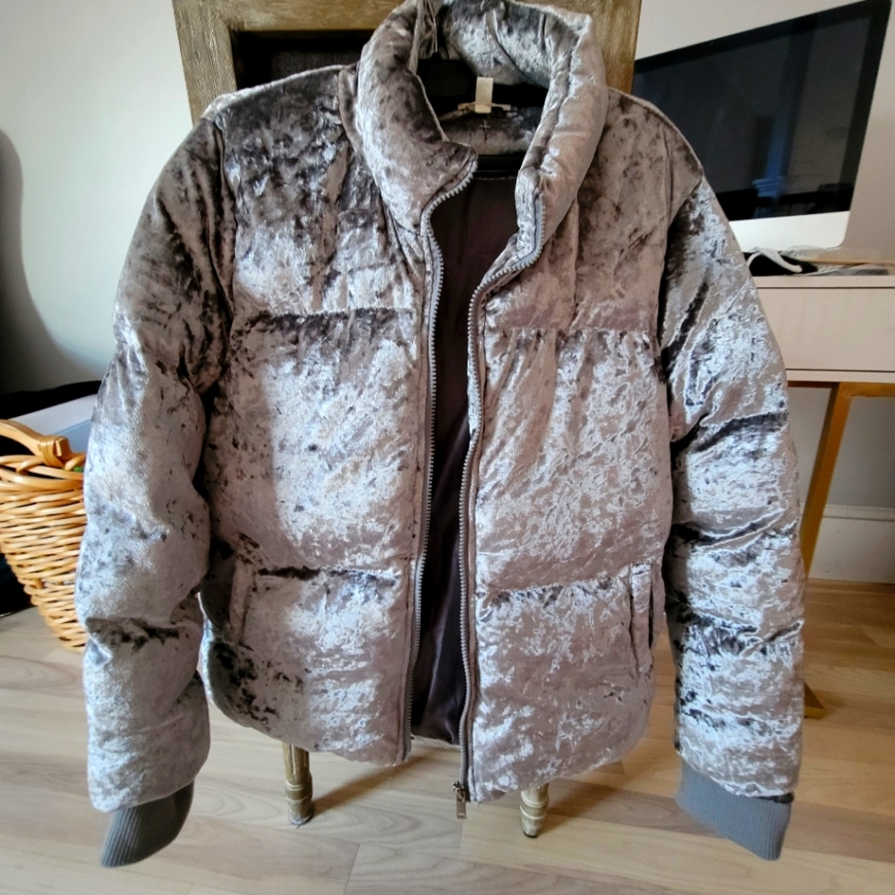 Silence + Noise Velvet Puffer Jacket